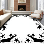 Black Deer and Star Border Rug