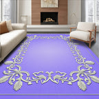 Lavender Floral Scroll Ornate Frame Rug