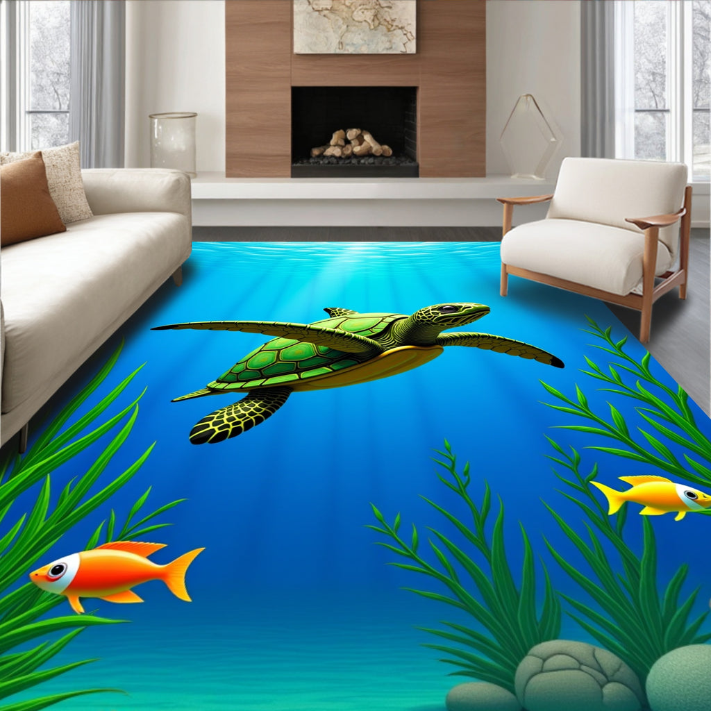 Underwater Sea Turtle Tropical Fish Garden Rug