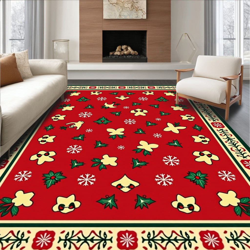Jolly Red Holiday Scatter Rug