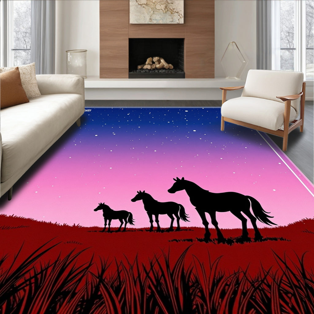 Night Sky Horse Silhouette Field Rug