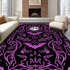 Vibrant Pink Lunar Bat Mandala Rug