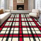 Classic Red Black Plaid Checkered Rug