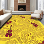 Maroon Violin Yellow Swirls Rug