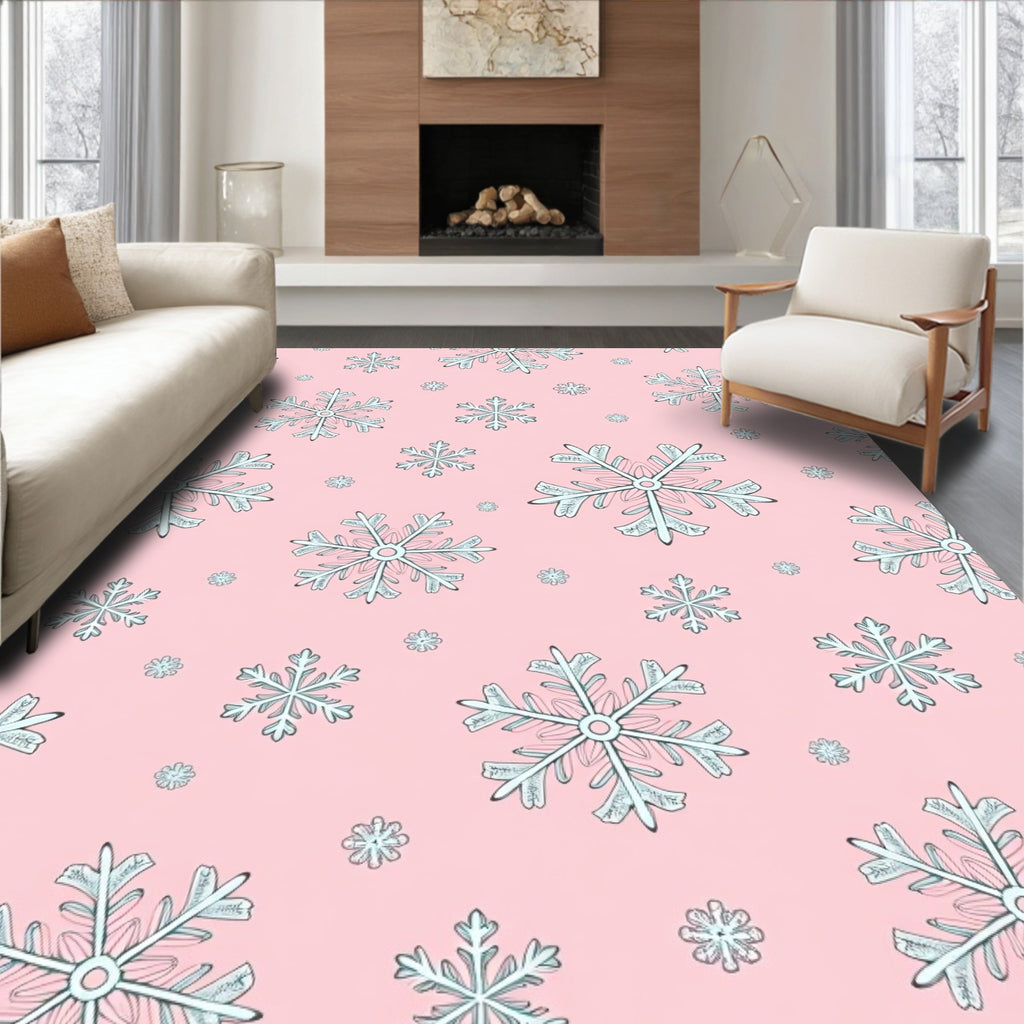 Pink Snowflake Winter Wonderland Rug