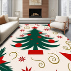 Festive Christmas Tree Red Poinsettia Rug