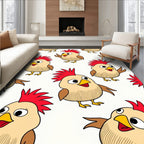 Whimsical Chicken Friends Cream Rug