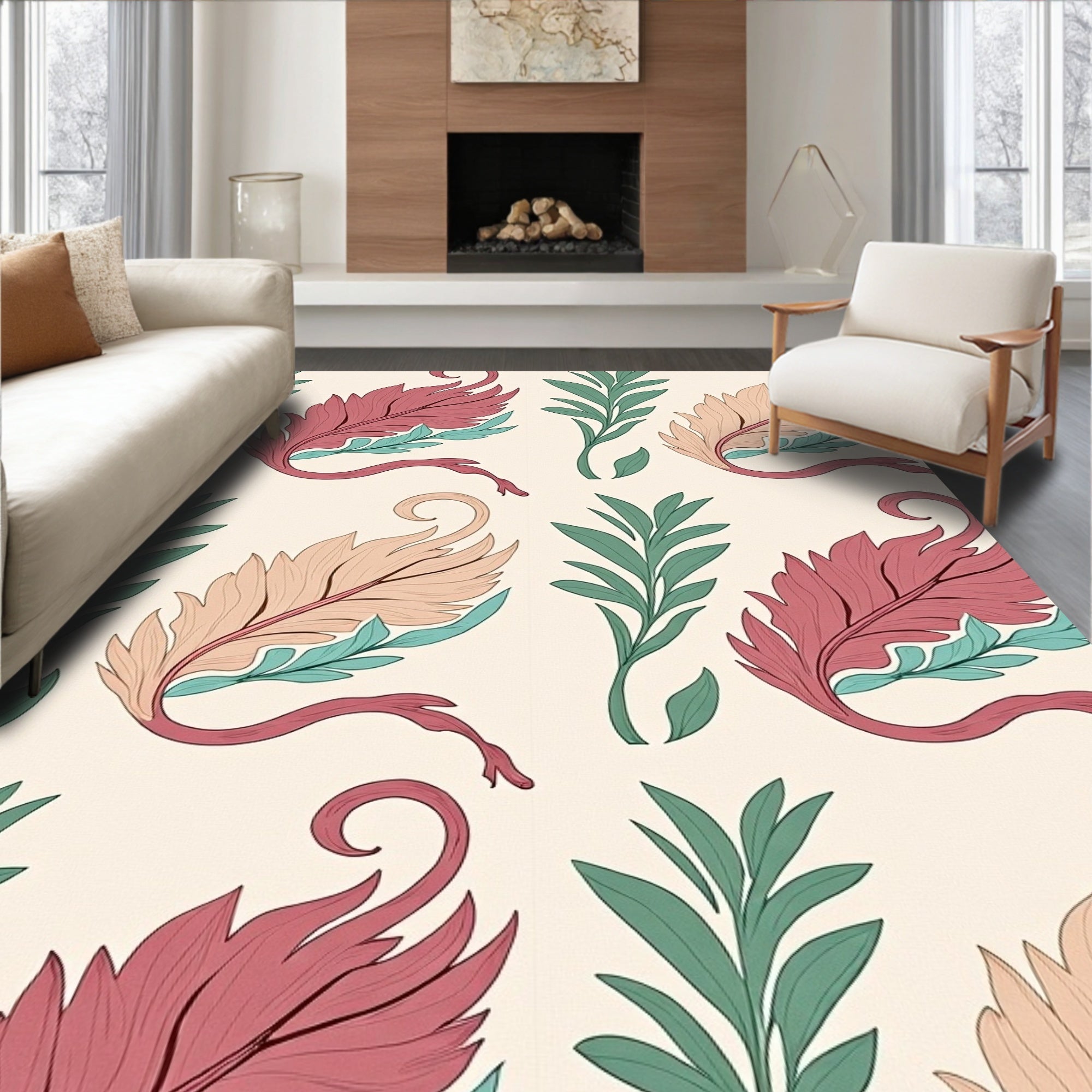 Vintage Floral Swirl Leaf Collection Rug