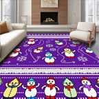 Whimsical Purple Snowman Snowflake Garland Rug