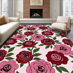 Crimson Pink Rose Garden Swirls Rug