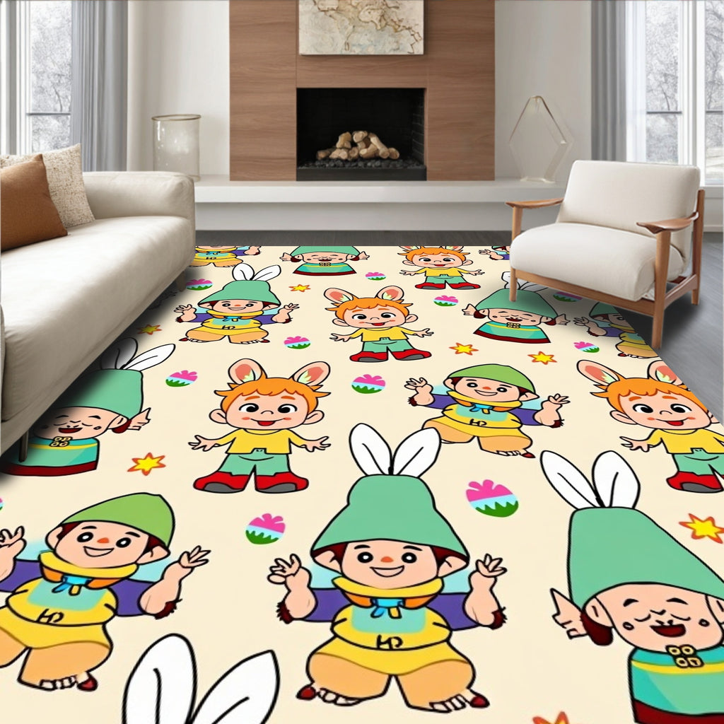 Joyful Bunny Children Spring Celebration Rug