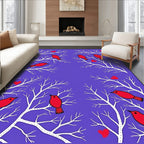 Red Birds On White Tree Branches Rug