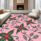Pink Holly Berry Leaf Garland Rug