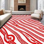 Crimson White Wavy Stripe Rug