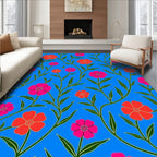 Vibrant Fuchsia Orange Floral Vine Rug