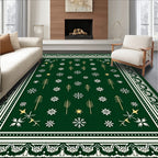 Emerald Green Winter Forest Snowflake Rug