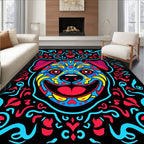 Vibrant Blue Dog Sugar Skull Rug