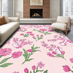 Pink Botanical Garden Floral Rug