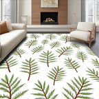 Green Fern Branch Repeating Pattern Rug