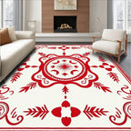 Red Folk Art Floral Medallion Rug