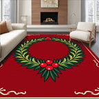 Holiday Wreath Red Green Berry Rug