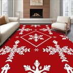 Red White Snowflake Lattice Rug