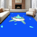 Playful Aqua Shark Splashes Rug