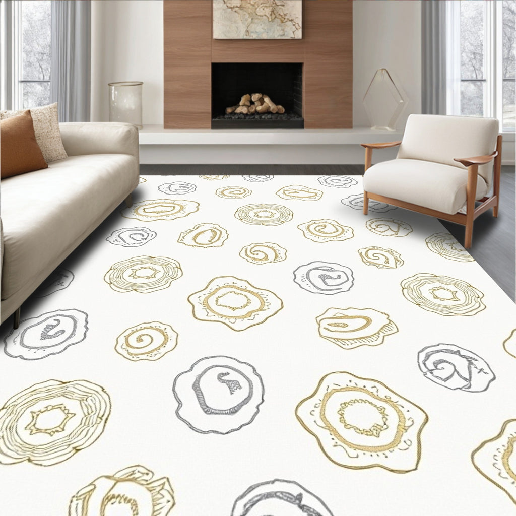 Golden Silver Geode Slice Arrangement Rug