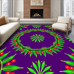 Vibrant Green Leaf Berry Wreath Rug