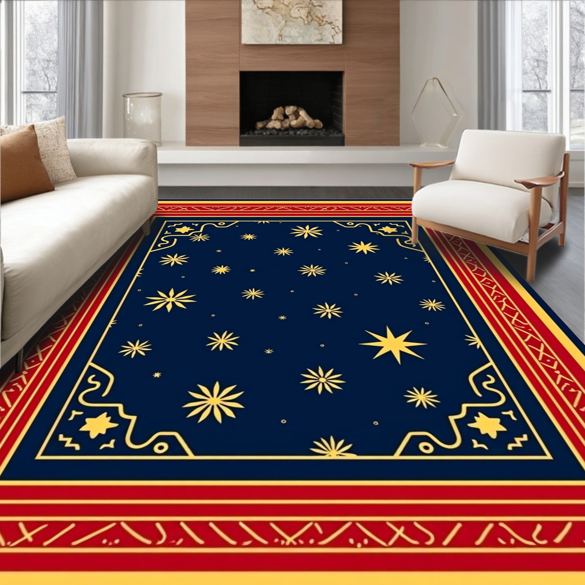 Midnight Blue Starry Field Rug