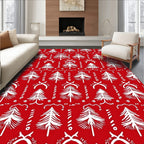 White Vintage Trees on Red Rug