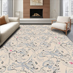 Whimsical Cream Surrealist Floral Rug