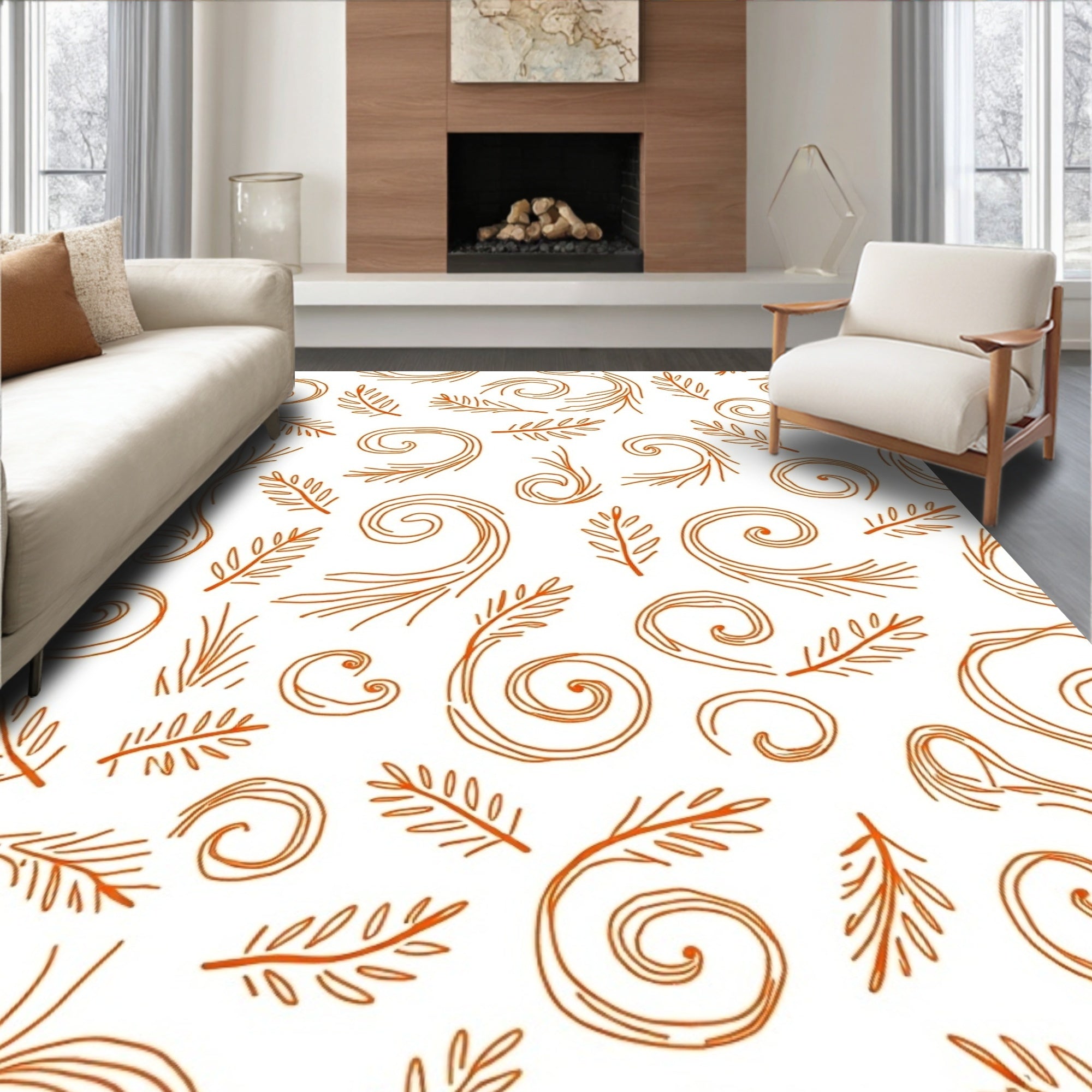 Earthy Swirl Fern Whimsical Accents Rug