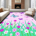 Light Pink Butterfly Meadow Garden Rug