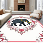 Pink Elephant Medallion Floral Border Rug