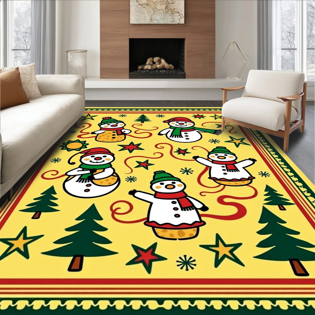 Jolly Snowman Christmas Celebration Rug