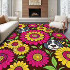 Whimsical Dog Flower Garden Rug