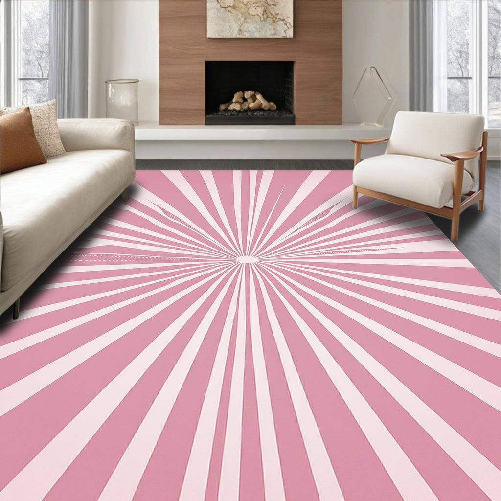 Retro Pink Sunburst Radiation Rug
