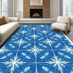 Luminous Blue Starburst Jellyfish Repeat Rug