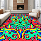 Vibrant Cat Kaleidoscope Jewel Accents Rug