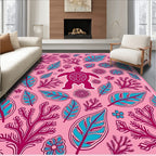 Pink Teal Turtle Coral Leaf Mandala Rug