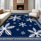 Deep Blue Winter Snowflake Scatter Rug