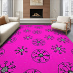 Vivid Pink Snowflake Scatter Rug