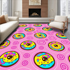 Whimsical Pink Yellow Donut Swirl Rug