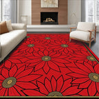 Bold Red Floral Sunburst Rug