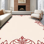 Crimson Floral Border Lace Rug