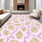 Golden Feathers Pink Coral Branch Rug