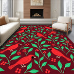 Red Cardinals Among Green Mistletoe Rug