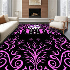 Vibrant Pink Haunted Castle Moon Rug
