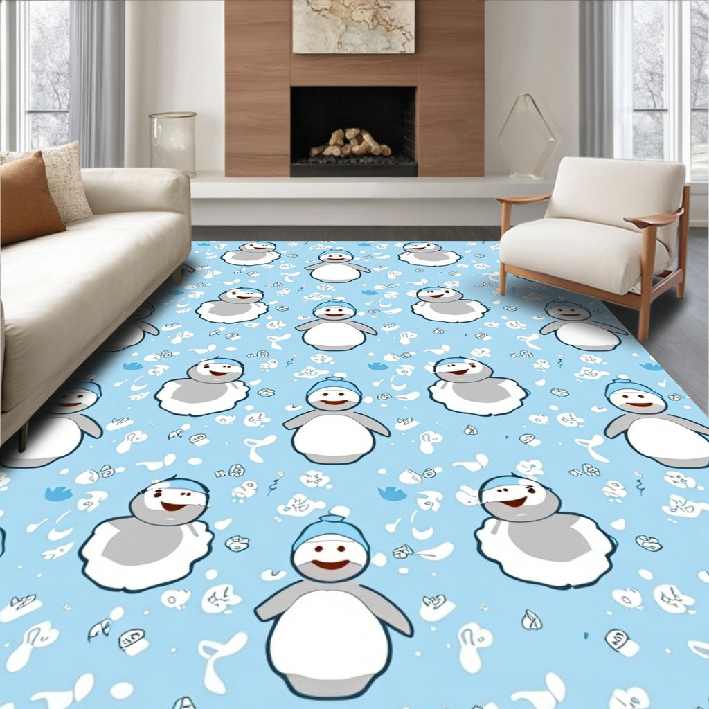 Blue Snowman Winter Holiday Repeat Rug